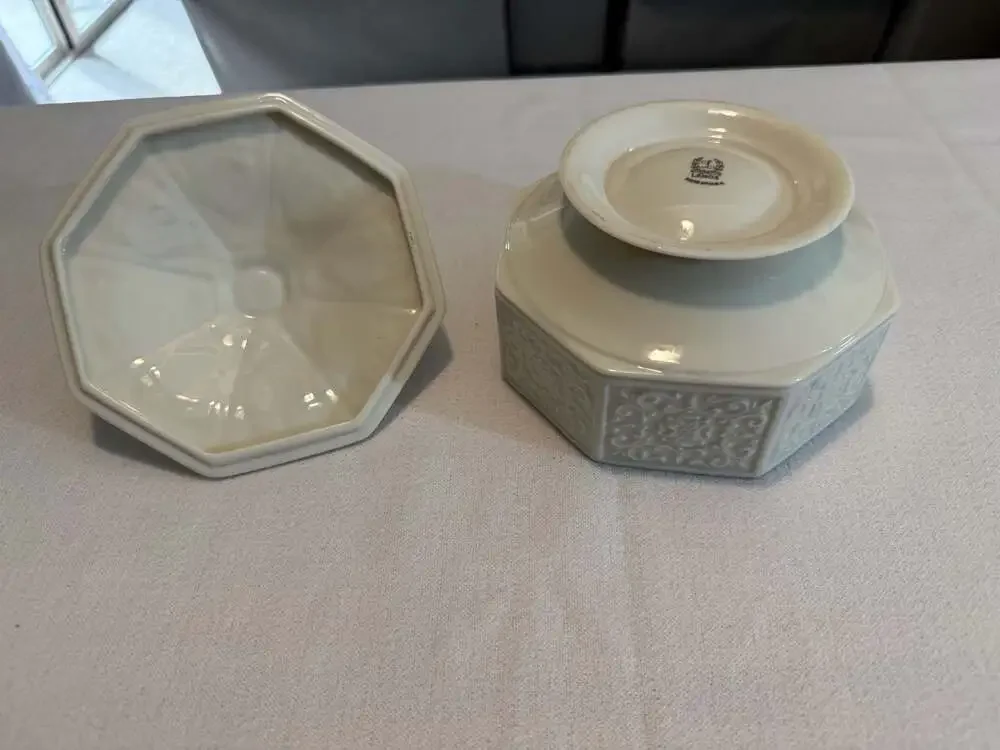 Vintage Lenox Chatham Ivory Porcelain Candy Dish with 24K Gold Trim